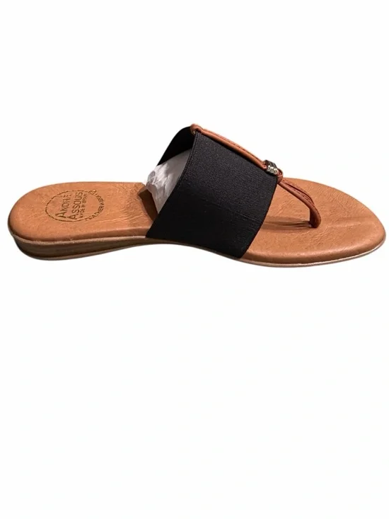 Andre Assous Black and Tan Slide Thong Sandals - Picture 5 of 8